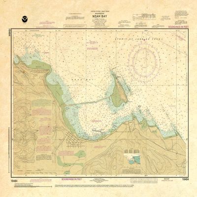 Paradise Cay Publications, Inc. Antiqued NOAA Chart 18484: Neah Bay
