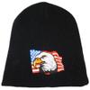 8" USA American Bald Eagle U.S.A. On Back Black Embroidered Beanie Skull Cap view 2