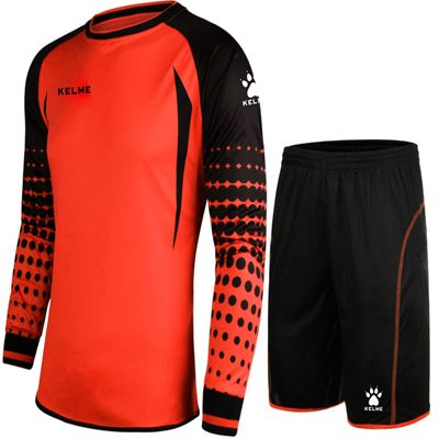 KELME Soccer Goalie Jersey Padded Uniform Kit - Goalkeeper Jersey, Shorts & Socks - Mens Football Padded Shirt - Kids and Adult Sizes (Orange (No Socks), Kids 12)