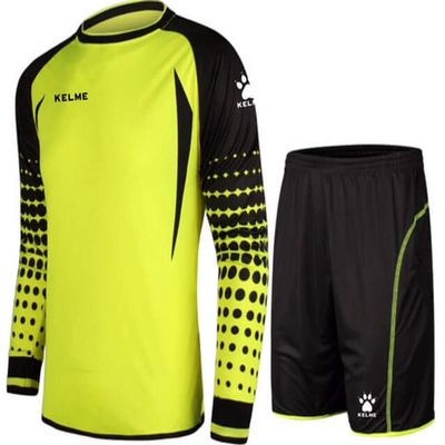 KELME Soccer Goalie Jersey Padded Uniform Kit - Goalkeeper Jersey, Shorts & Socks - Mens Football Padded Shirt - Kids and Adult Sizes (Yellow (No Socks), X-Small)