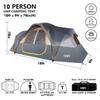 UNP Camping Tent 10-Person-Family Tents, Parties, Music Festival Tent, Big, Easy Up, 5 Large Mesh Windows, Double Layer, 2 Room, Waterproof, Weather Resistant, 18ft x 9ft x78in (Gray) view 2