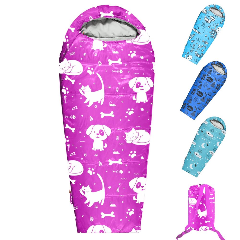 KidzAdventure Mummy Style 32  59F Kids Sleeping Bag with Pillow Sleeve, 4 Season, Lightweight and Backpacking Style, Ideal for Camping, Sleepover, Boys, Girls, Youth and Toddlers  Best Friends Kids