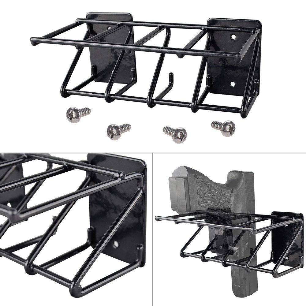 Adoreal 4 Slots Gun Rack Wall Mount, Pistol Rack Fits Most Size Pistols, Gun Wall Mount for Glock 19, 17, 42, 43, P238, Ruger LCP, Sig Sauer, 1911
