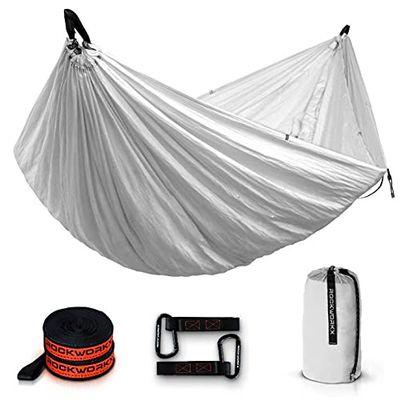 ROCKWORKX Camping Hammock USA Single & Double Portable Multi-Use as Sunshade/Weather Shade/Tent Cover for Compact Travel Indoor & Outdoor (Multiple Colors)