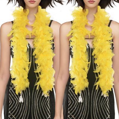 Handy Lidy Pack of 2 Chandelle Boa 25g 47inch Feather Boa Women Turkey Party Dress Up Costume Accessory-Yellow