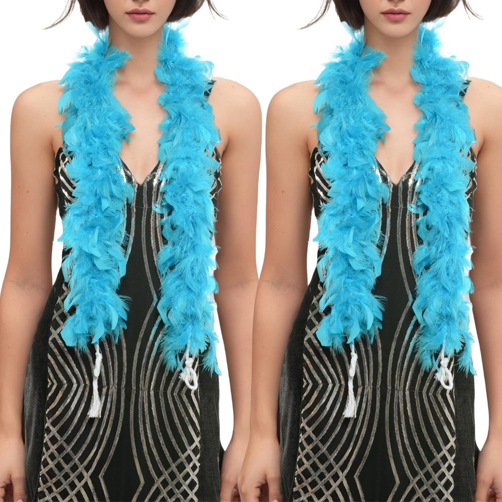 Handy Lidy Pack of 2 Chandelle Boa 25g 47inch Feather Boa Women Turkey Party Dress Up Costume Accessory-Turquoise