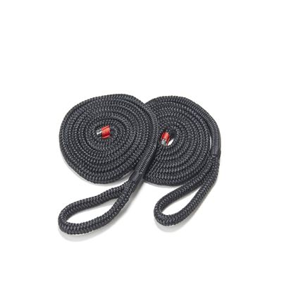 Boat Fender Lines, 3/8 Inch Double Braided Nylon Rope, 6 Ft with Loop, 2 Pack, Black, for Buoy, Jet Ski Mooring, Docking & Small Boat Bumpers