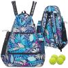 ACOSEN Tennis Bag Tennis Backpack - Large Tennis Bags for Women and Men to Hold Tennis Racket,Pickleball Paddles, Badminton Racquet, Squash Racquet,Balls and Other Accessories (Green Floral) view 1