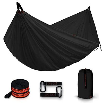 ROCKWORKX Camping Hammock USA Single & Double Portable Multi-Use as Sunshade/Weather Shade/Tent Cover for Compact Travel Indoor & Outdoor (Multiple Colors)
