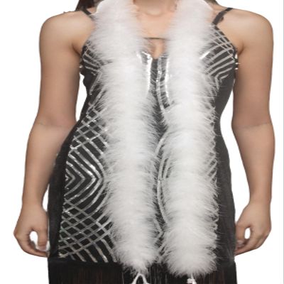 72" Long Fluffy Marabou Feather Boa for Women DIY Craft Home Decor 22g-White