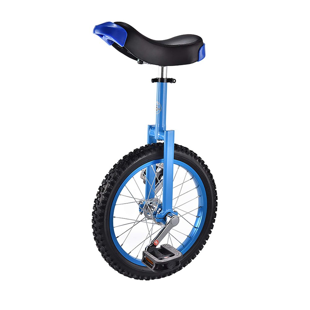 QWEASDF Unicycle, Classic Skid-Proof Wheel Bike Mountain Tire Cycling Self Balancing Exercise with Color Alloy Rim, Outdoor Sports Fitness Exercise, 16", 18",Blue,18"