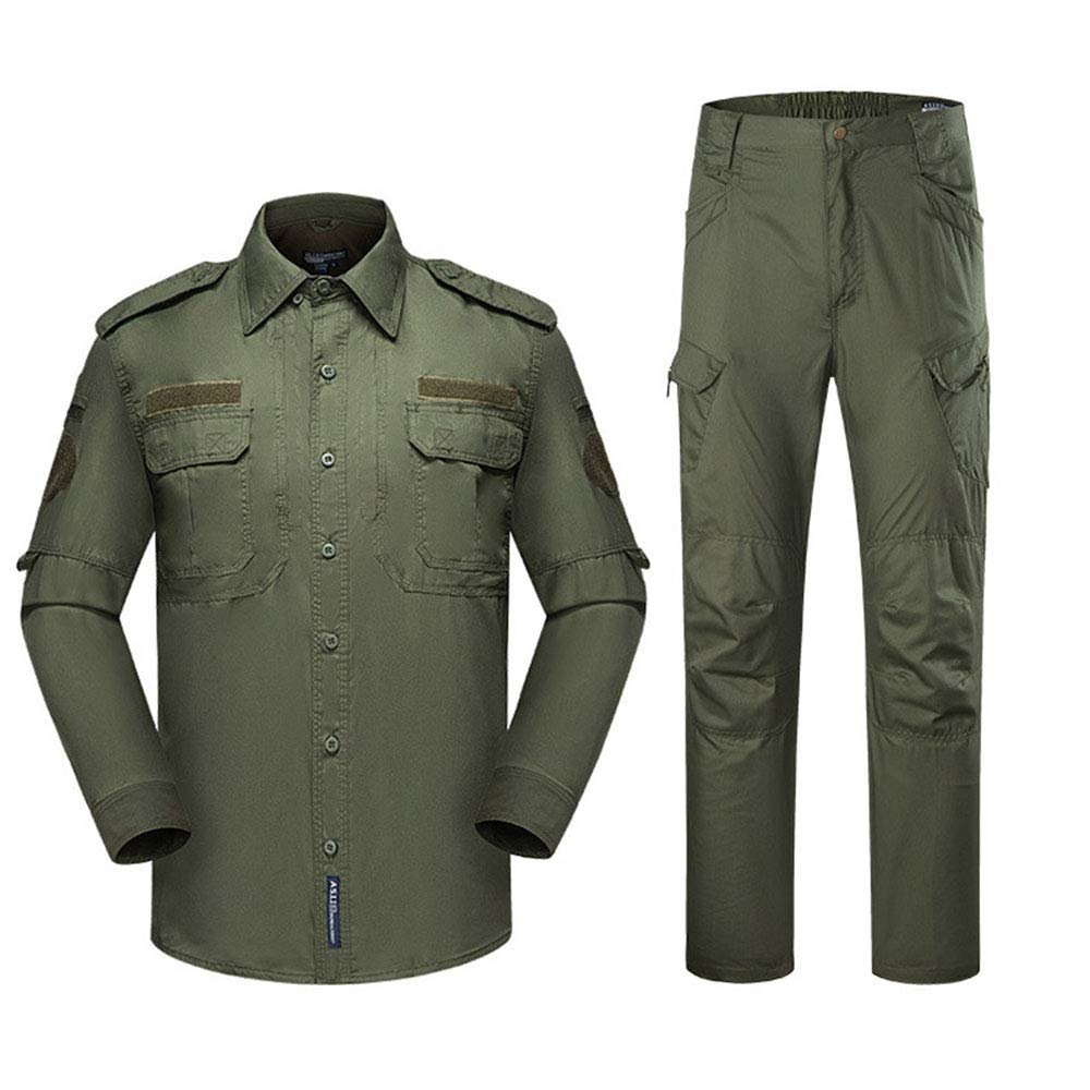 Hunting Shooting Shirt Pants Set Tactical BDU Combat Clothing Camouflage Uniform - Green - L