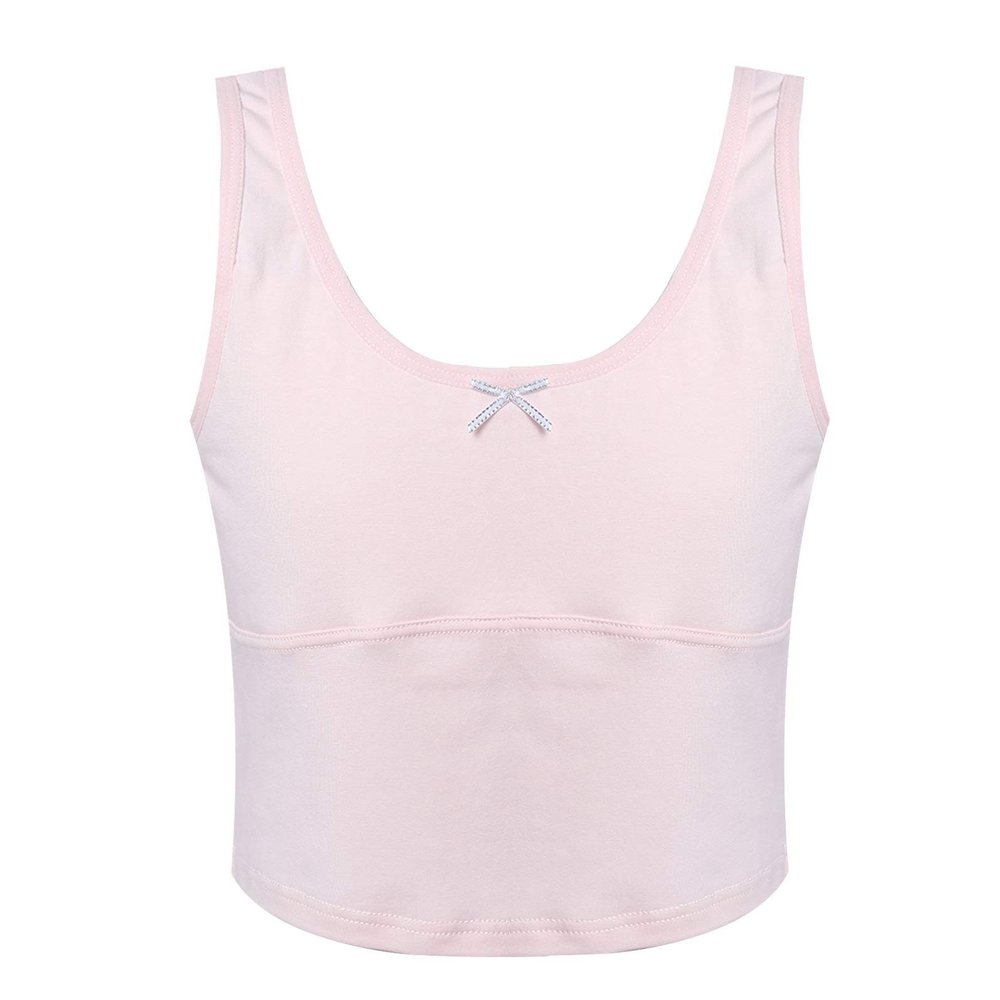 Hansber Women's Kids Girls Camisole Scoop Neck Undershirts Cotton Soft Tank Tops Sleeveless Shirts Pink 5-6