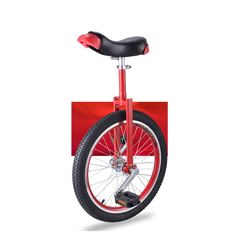 QWEASDF Professional 16", 18", 20", Unicycle, One Wheel Bike, Leakproof Butyl Tire Wheel Cycling Outdoor Sports Fitness Exercise Health,Red,20"