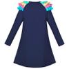 Sunny Fashion Girls Dress Navy Blue Long Sleeve Ruffle Shoulder Casual Cotton Size 5 view 3