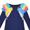 Sunny Fashion Girls Dress Navy Blue Long Sleeve Ruffle Shoulder Casual Cotton Size 5 view 4