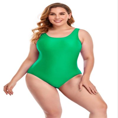 Annbon Women's One Piece Swimsuit Retro Plus Size Bathing Suit Conservative Monokini Swimwear, Green, 4XL