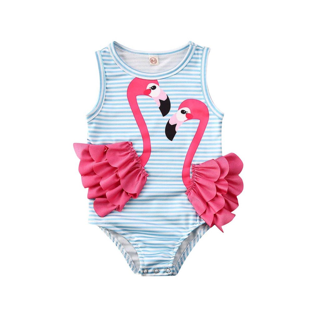 Newborn Baby Girl Pink Unicorn Swimwear Sleeveless Ruffle One Piece Swimsuit Holiday Beachwear (Pink, 6-12 Months)
