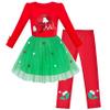 Girls Outfit Set Cotton Dress Leggings Santa Hat Size 5 view 1