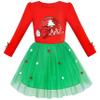 Girls Outfit Set Cotton Dress Leggings Santa Hat Size 5 view 2