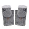 Women Girls Gloves Half Finger Texting Warm Snow Smartphone Mittens Gloves (Grey1) view 3