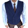 Aesido Classic Men's Waistcoat Slim Fit Tweed Wool Herringbone V Neck Double Breasted Formal Vest for Wedding Groomsmen(Royal Blue,M) view 1