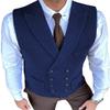 Aesido Classic Men's Waistcoat Slim Fit Tweed Wool Herringbone V Neck Double Breasted Formal Vest for Wedding Groomsmen(Black,M) view 2