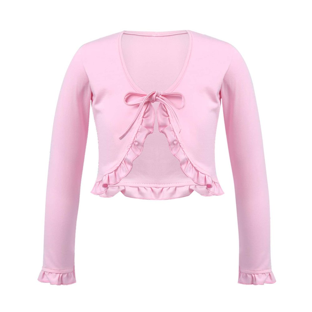 Kaerm Kids Big Girls Solid Long Sleeves Ballet Dance Cardigan Top Sweaters Princess Party Shrug Cover Up Pink 12 Years