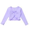 Kaerm Kids Big Girls Solid Long Sleeves Ballet Dance Cardigan Top Sweaters Princess Party Shrug Cover Up Light Purple 12 Years view 3