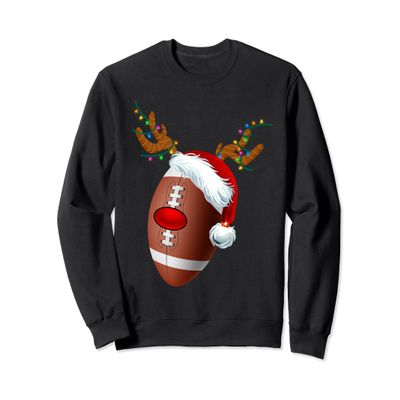 Christmas Football Ball Santa Hat Reindeer Xmas Boys Men Sweatshirt