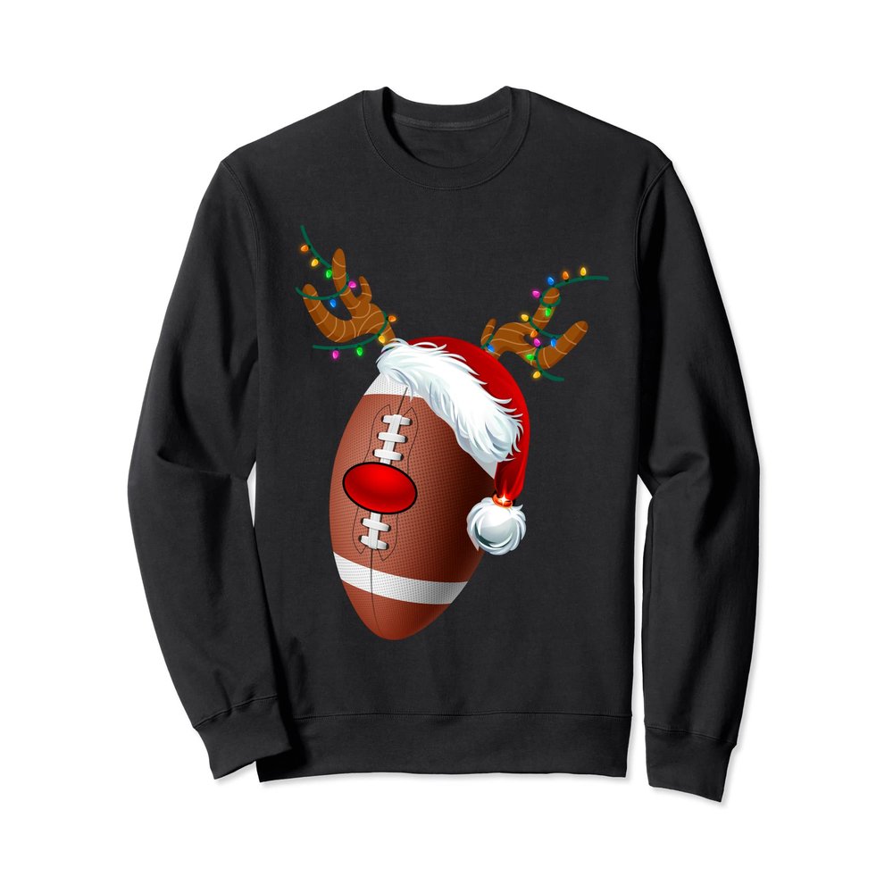 Christmas Football Ball Santa Hat Reindeer Xmas Boys Men Sweatshirt