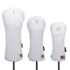 Golf Head Covers (3PCS) Driver Fairway #3 Hybrid USA Flag for Club Men Women (White) view 1