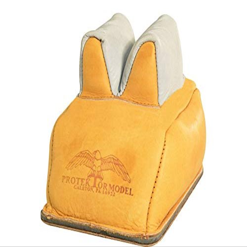 Protektor Custom Super Slick Silver Bunny Ear Rear Shooting Rest Bag with Heavy Bottom Leather Tan Filled