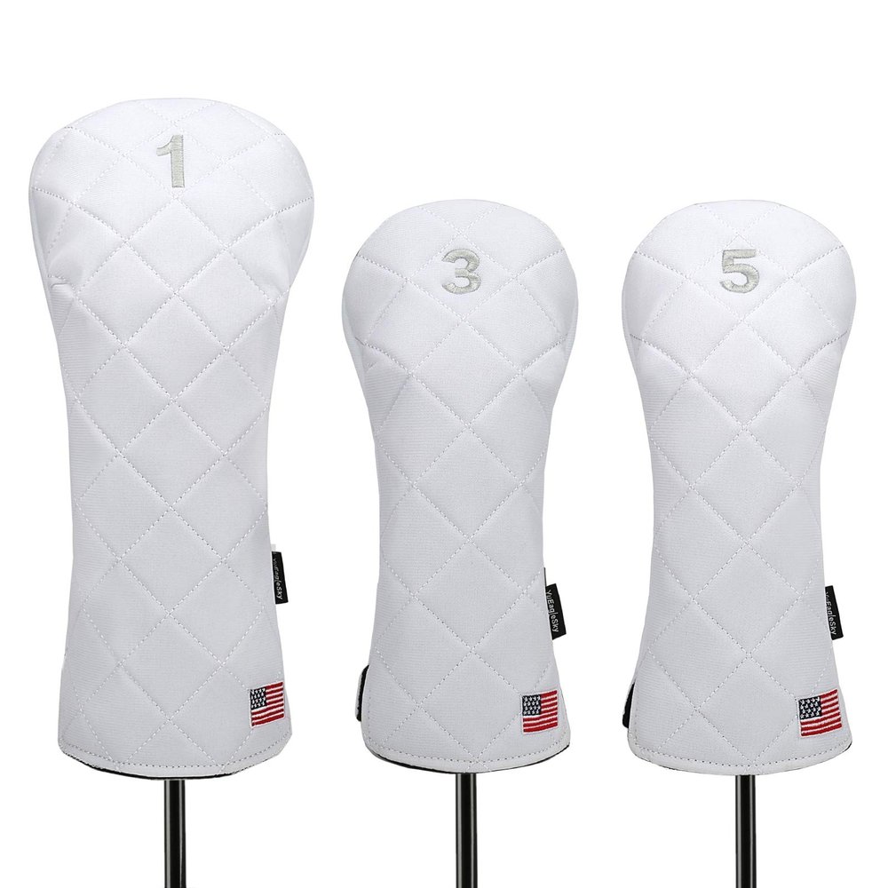 YuEagleSky Golf Head Covers Driver Fairway #3#5 USA Flag for Club Men Women (White)