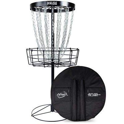 MVP Disc Sports Black Hole Pro HD 24-Chain Portable Disc Golf Basket with Transit Bag