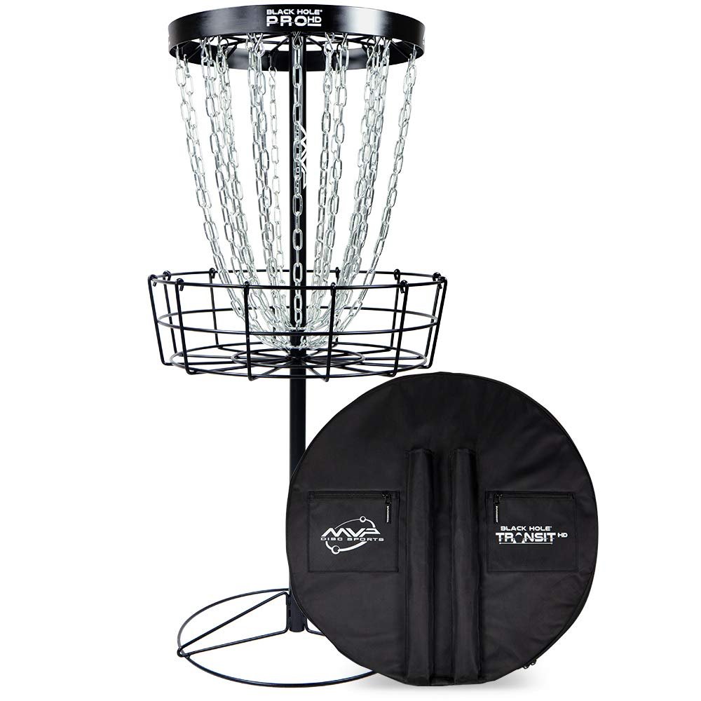 MVP Disc Sports Black Hole Pro HD 24-Chain Portable Disc Golf Basket with Transit Bag