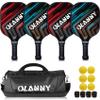 OLANNY Pickleball Paddles Set | Includes 4 Pickleball Paddles + 6 Balls+ 4 Replacement Soft Grip + 1 Portable Carry Bag | Premium Rackets Face & Polymer Honeycomb Core view 1