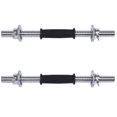 ZHLL 1 Pair 1 Inch Standard Diameter Adjustable Threaded Dumbbell Handles with Double Safety nut (Rubber Grip, 14)