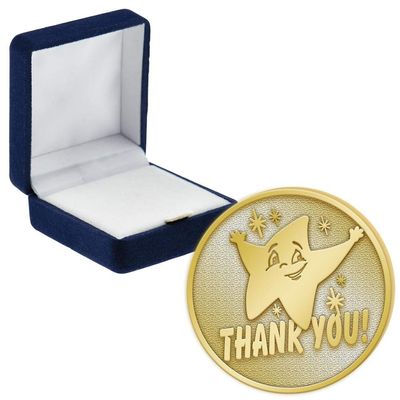 Crown Awards Round Gold Pins, Round Gold Pin with Blue Velvet Presentation Case, 20 Pack, Prime