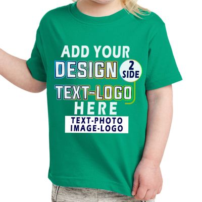 Custom T-Shirt Add Your Text Design Image Photo Two Sided Toddler Girl Boy Personalized Shirt Kelly
