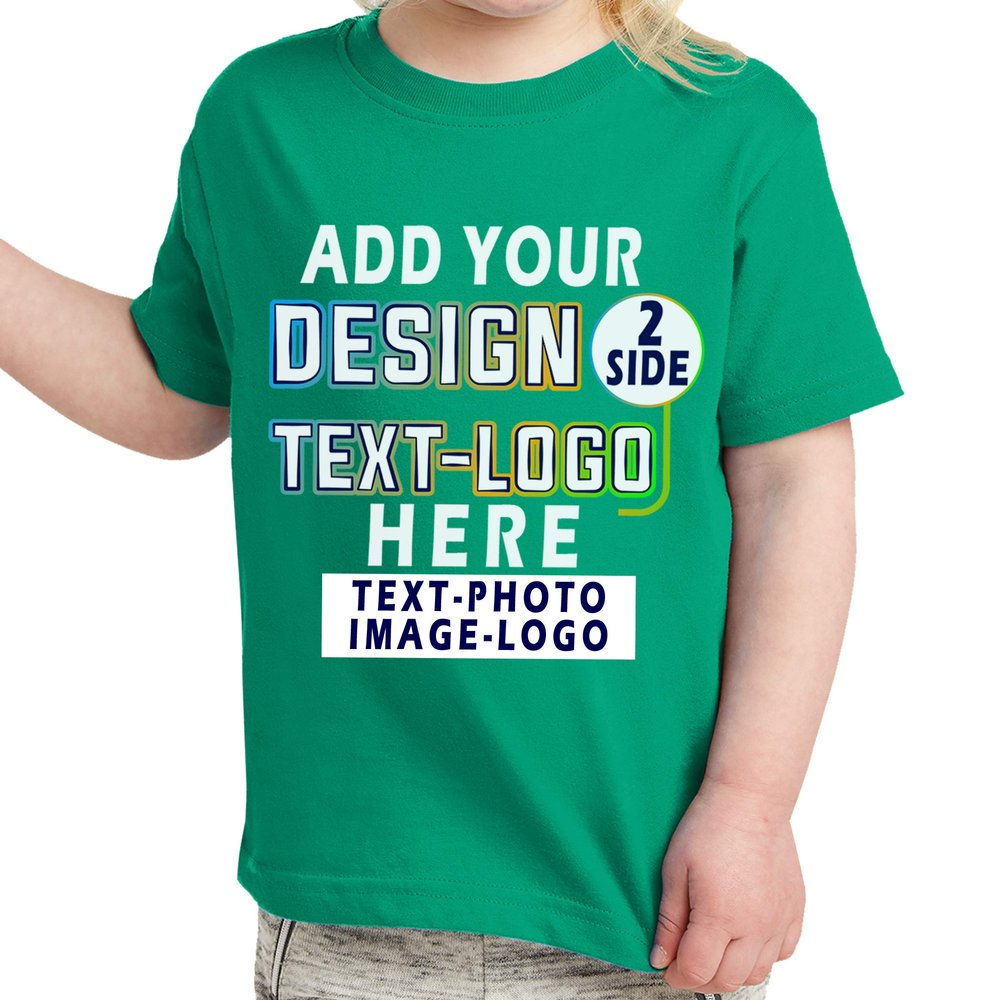 Custom T-Shirt Add Your Text Design Image Photo Two Sided Toddler Girl Boy Personalized Shirt Kelly