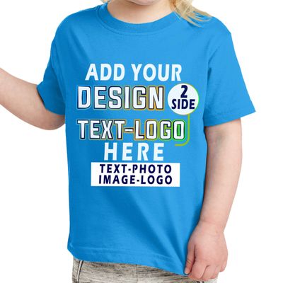 Custom T-Shirt Add Your Text Design Image Photo Two Sided Toddler Girl Boy Personalized Shirt Cobalt