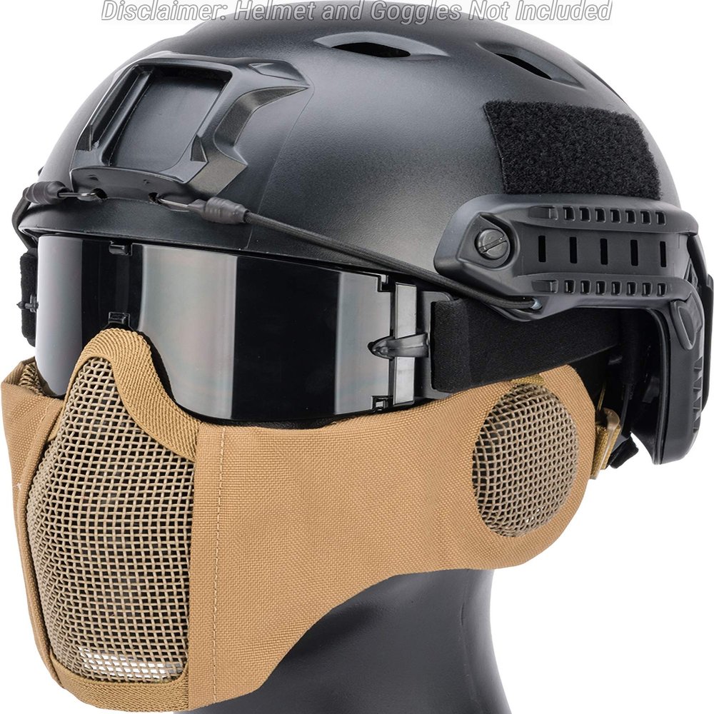 Evike Airsoft - Matrix Carbon Striker Mesh Face Pro w/Integrated Mesh Ear Protection (Color: Tan)