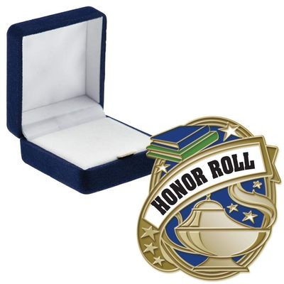 Crown Awards Honor Roll Kudos Pins, Honor Roll Kudos Pin with Blue Velvet Presentation Case, 100 Pack, Prime