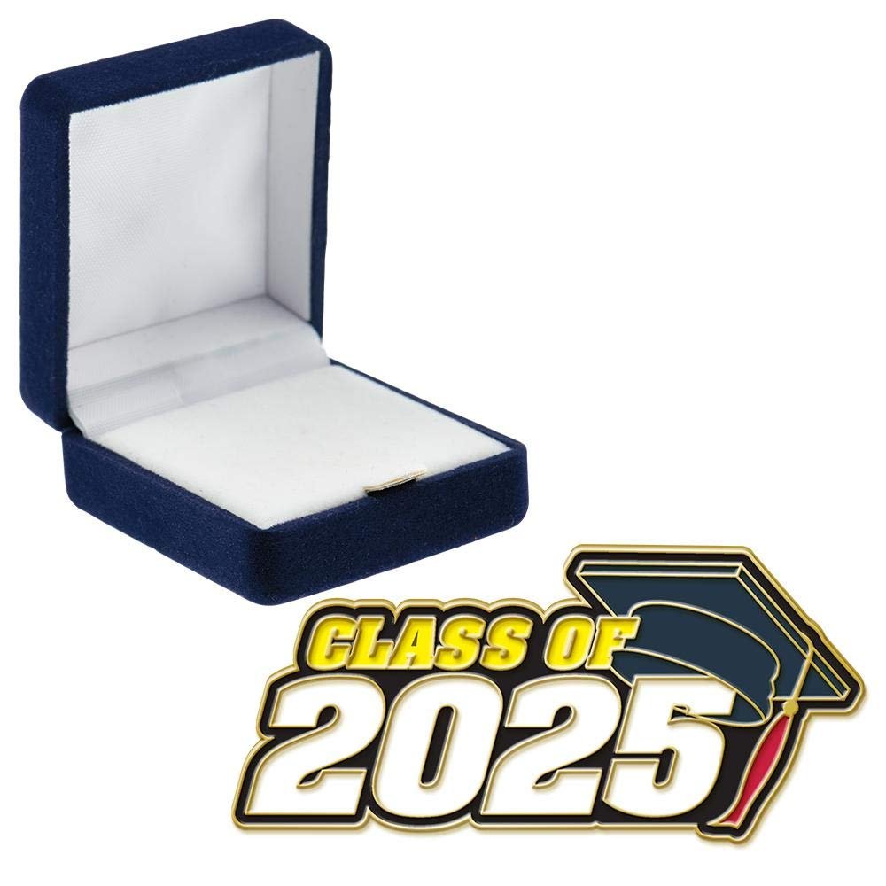 Crown Awards Class of 2025 Pins, Class of 2025 Pin with Blue Velvet Presentation Case, 50 Pack, Prime