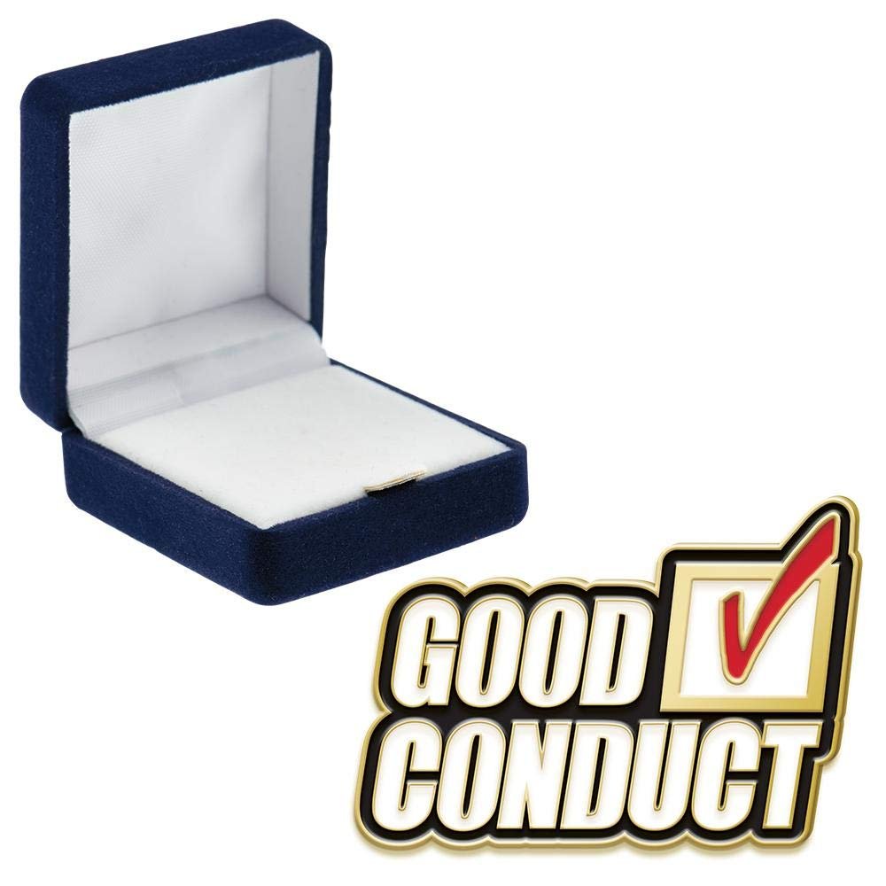 Crown Awards Good Conduct Pins, Good Conduct Pin with Blue Velvet Presentation Case, 30 Pack, Prime