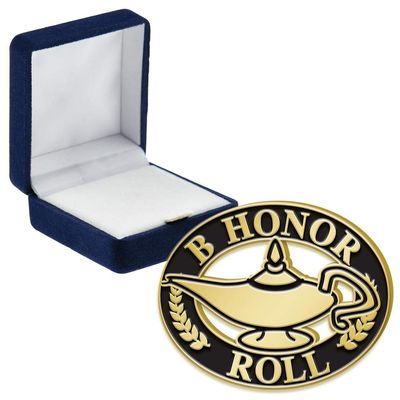 B Honor Roll Pins, B Honor Roll Pin With Blue Velvet Presentation Case, 30 Pack