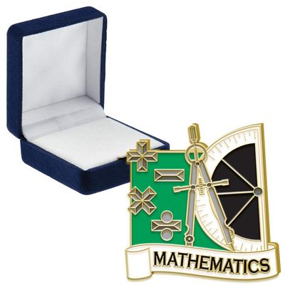 Crown Awards Mathmatics Enamel Pins, Mathmatics Enamel Pin with Blue Velvet Presentation Case, 30 Pack, Prime
