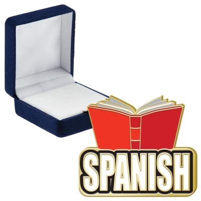 Crown Awards Spanish Enamel Pins, Spanish Enamel Pin with Blue Velvet Presentation Case, 50 Pack, Prime