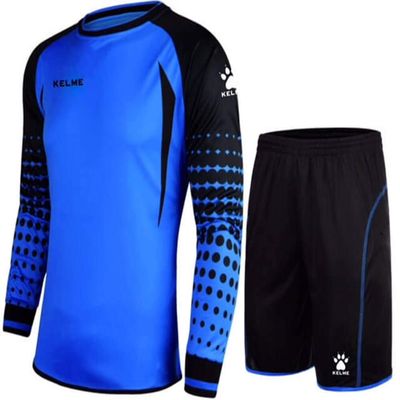 KELME Soccer Goalie Jersey Padded Uniform Kit - Goalkeeper Jersey, Shorts & Socks - Mens Football Padded Shirt - Kids and Adult Sizes (Blue (No Socks), Kids 10)